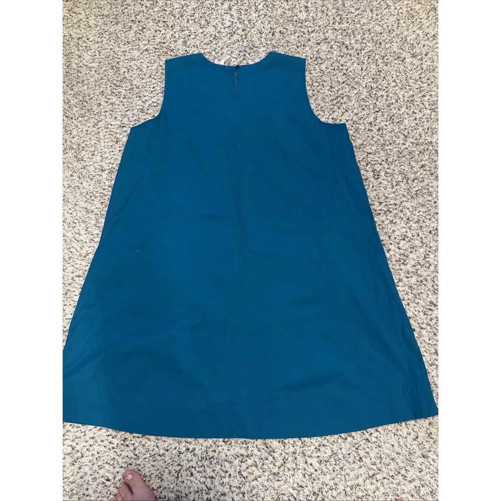 Eileen Fisher Sleeveless A-Line Dress Size XL Organic Cotton Blend Blue - Picture 4 of 7